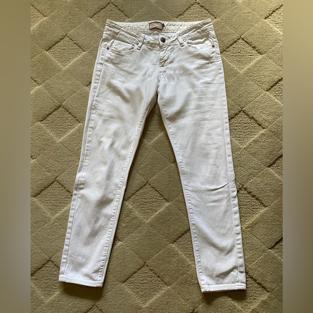 Paige white denim straight leg pants